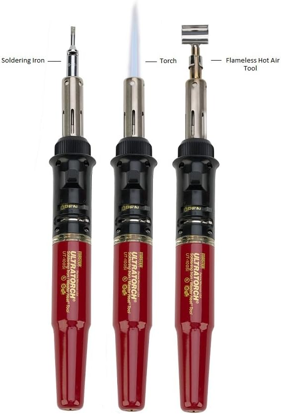 Master Appliance Ultratorch UT-100Si-TC Professional Butane Powered Soldering Iron Kit, 3 in 1 tool with 5 tips