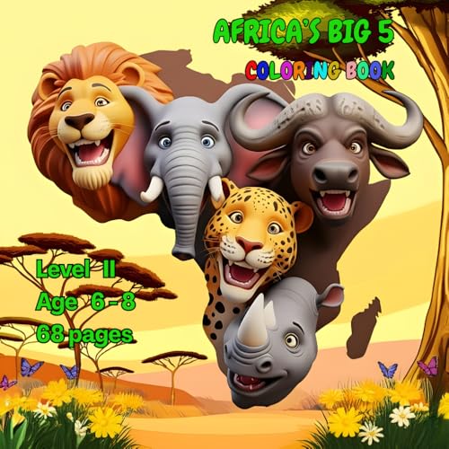 Africa's Big 5 coloring book: Level II (Ages 6-8)