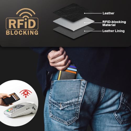 Image of Travelambo Slim Wallet Front Pocket Minimalist Leather RFID Blocking Medium Size