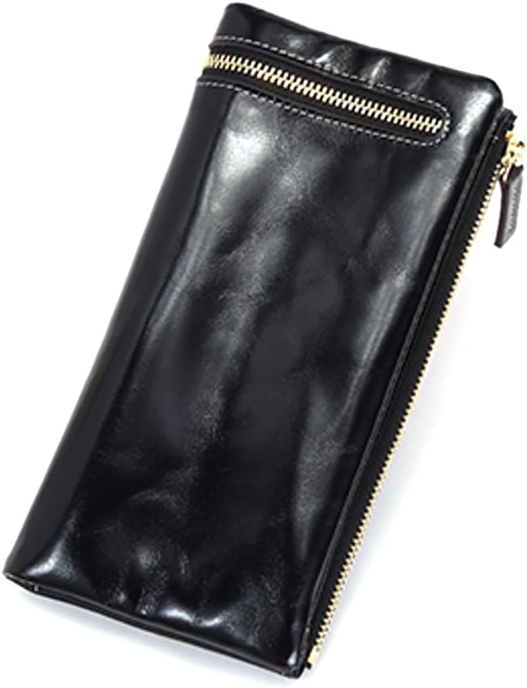 [NMVAWIPT] 本革二つ折りクラッチウォレット（メンズ、レディース）、スリムな携帯電話用長財布（ジッパーポケット付き）、大容量