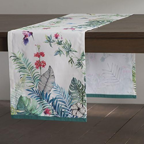 Maison d' Hermine Table Runner 100% Cotton 37cm x 180cm Decorative Washable Tablerunner Easter Table cloth for Dining, Kitchen, Parties & Camping, Tropiques - Spring/Summer