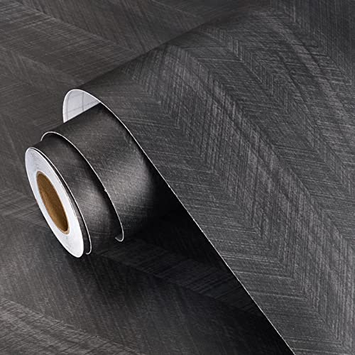Papier peint bois noir gris imperméable pour protéger un plan de travail usé - 3