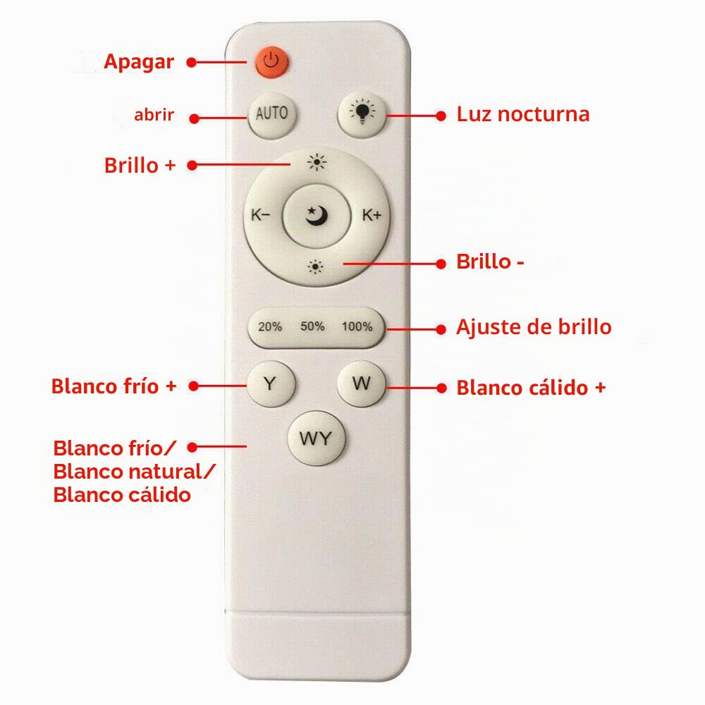 AufuN Lámpara led de techo regulable de 72 vatios con mando a distancia, para dormitorio, habitación infantil, cocina, oficina, pasillo, baño, interior IP44, rectangular