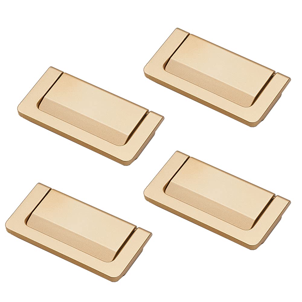Vakorise B Recessed Sliding Door Handles, Recessed Flush Pull Handles Gold For Home Kitchen Furniture Toolbox Sliding Door Drawer(B)