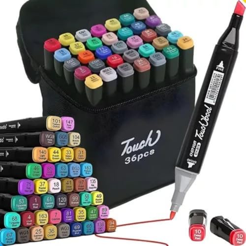 Kit de Caneta para Colorir – 36 Cores Vibrantes | Brush Pen com Pontas Duplas Lettering e Bullet Journal | Marcadores Colorir e Pintar | Estojo Portátil Incluso