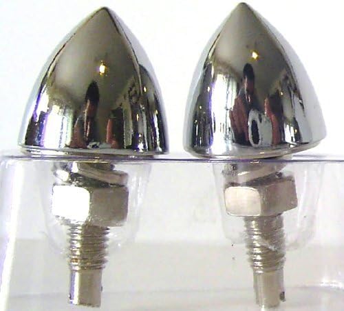2 Chrome "Short Spike Bullet" License Plate Frame Bolts