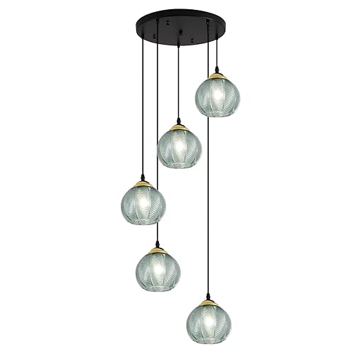 KCO Lighting 5 Light Cluster Pendant Lighting Black Globe Cluster