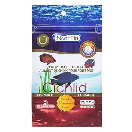 Northfin Cichlid Formula Fish Food – Slow Sinking Pellets for Cichlids (1mm, 100g) | Premium High-Protein, All-Natural Cichlid Diet to Enhance Color & Growth – No Fillers, No Hormones, Made in Canada