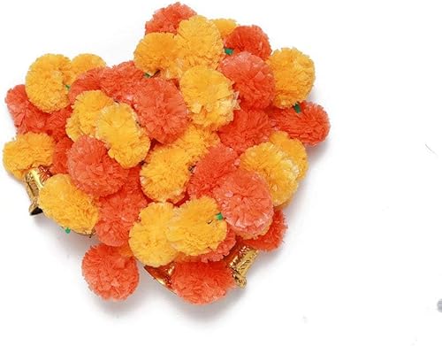 Miniatura 4 de Juego de guirnaldas de flores artificiales esponjosas de caléndula para puerta, juego de torán decorativo para colgar en la puerta (amarillo y