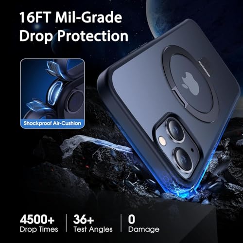 Image of iPhone 14 Magsafe Stand Case | Matte Design & 360 Protection | Military-Grade Apple iPhone 14 Cover | Ultra Premium - Black