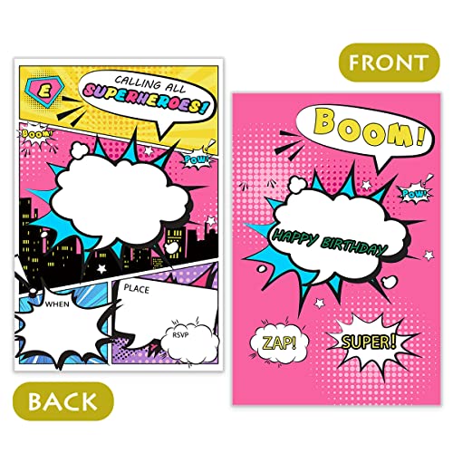 Girl Superhero Invitation, Girl Superhero Comic Birthday Invite, Girl Superhero Birthday Invitation, Superhero Party, Comic Girl(20 Set With Envelopes ) #TOP1