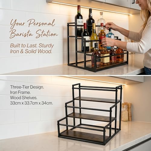 Support à bouteilles pour bar et cuisine range bouteille bois et métal