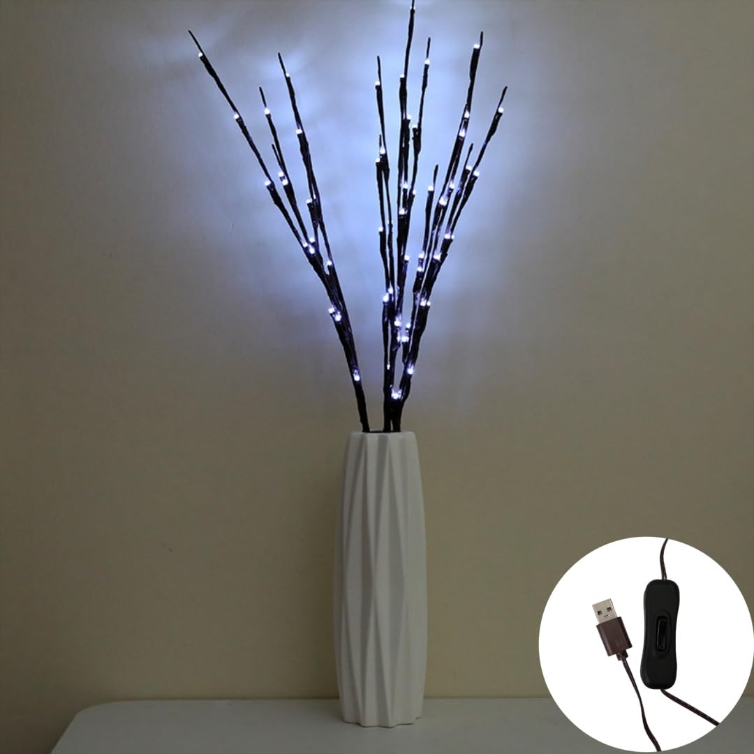 Ulalaza 77cm 6 Branches 120 LED Bulbs Twig Lamp USB Operated LED Lighted Willow Branches Vase Fillers Use for Christmas Home Party Decoration Indoor Outdoor โ image 1