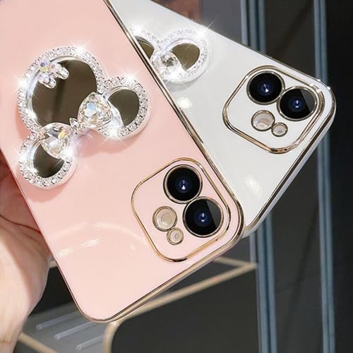 Image of KC Back Cover for Mi Redmi Note 14 Pro 5G - Round Bunny Mirror Electroplated Soft Silicone Camera Protection Case - Pink
