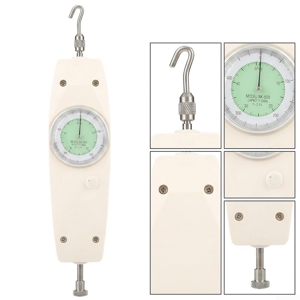 Zeiger Push-Pull Kraftmesser NK-500, 500N Prüfinstrument mit Analogausgang | präzise Zug-Druck-Messung für Elektronik, Autoteile und Textilindustrie, robustes ABS-Gehäuse, handheld oder fest montierbar