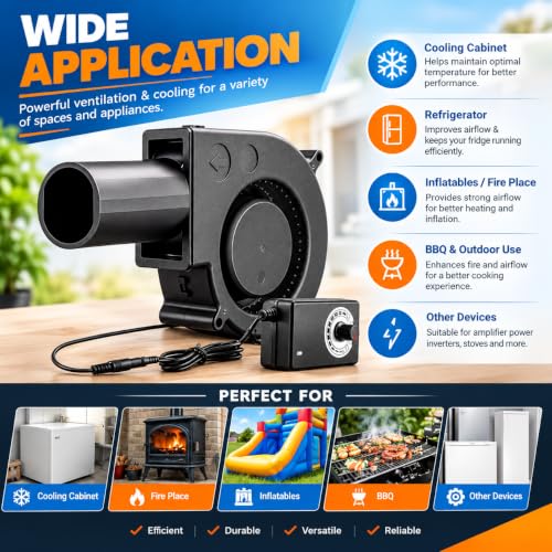 Image of 12V DC Blower Fan with Speed Controller Adapter |DC 12V - 0.60A Brushless Motor Kit With Dual Ball Bearing Smooth Running Air Blower Kit for DIY Cooling | Ventilation & Exhaust Projects