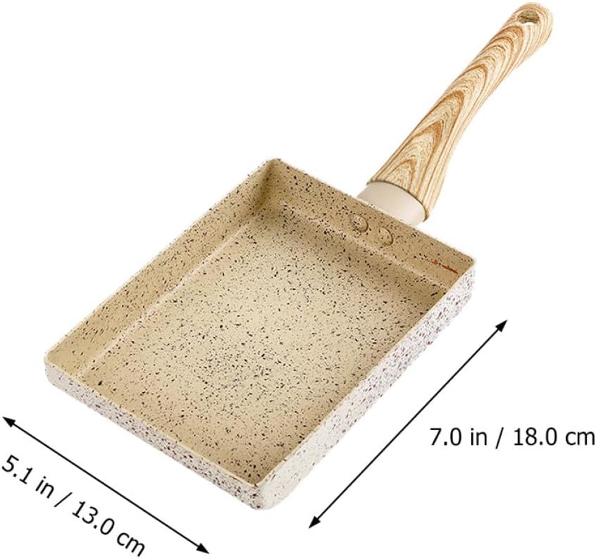 Uonlytech Rectangular Flat Non-Stick Breakfast Cooking Pan, Maifan Stone Coating, 1pcs Omelet Frying Skillet for Home Kitchen Use