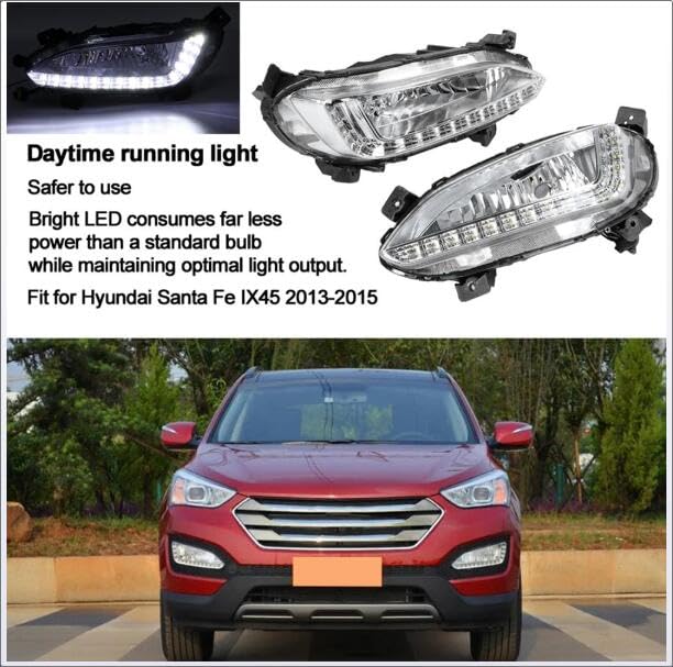Luces De Circulación Diurna DRL Aptas Para Hyundai Santa Fe IX45 2013 2014 2015 12V Lámpara De Luz Diurna LED Estilo De Coche Blanco 1 Par