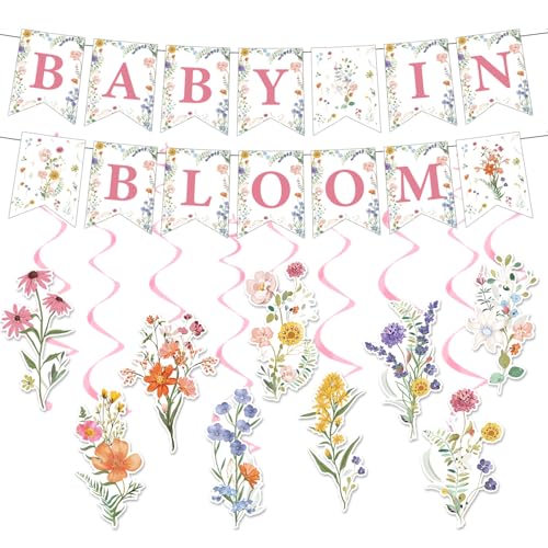 Eiapadeor Baby in Bloom Decorazioni per baby shower, decorazioni floreali per baby shower, decorazioni estive con fiori selvatici floreali a tema floreale per ragazze e donne