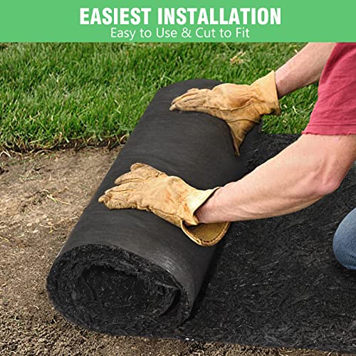 Harmiden Recycled Rubber Mulch Roll Mat Black Mulch Walkway Permanent Mulch Pathway For Landscaping Outdoor Playground, 8’ X 2’ #TOP5