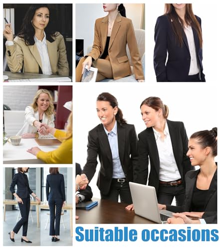 Women's Suiting 2 Piece Lady Formal Solid Jacket Outfit Business Office One Button Blazer Pant Slim Fit Suit Set for Work - Image 7