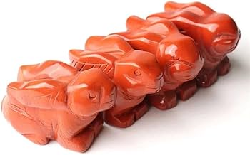 売切れ　　 兎　レッドジャスパー可愛い Amazon.co.jp: 卸売手彫り動物天然水晶宝石レッド ジャスパー ウサギ 2