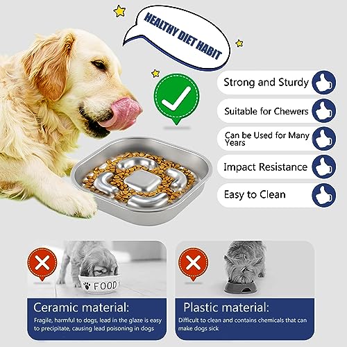 Slow Feeder Hundenapf Einfügung,Anti Schling Napf Anti Choke Große Hundenäpfe Kieselgel Slow Feeder Bowl für Hunde Fressnäpfe für Hunde Zubehör,Entlastet die Verdauung (Hundeteller)