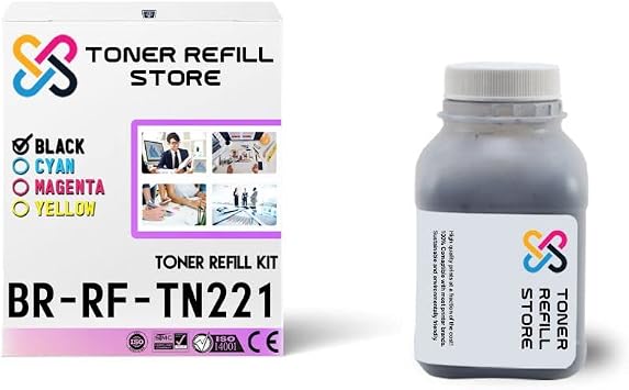 طقم إعادة تعبئة الحبر المتوافق مع متجر الحبر المتوافق مع الأخ TN221 TN221BK يعمل مع طابعات الأخ HL-3140CW 3170CDW 3180CDW ، MFC-9130CW 9330CDW 9340CDW أسود ، 1 عبوة - 2500 صفحة