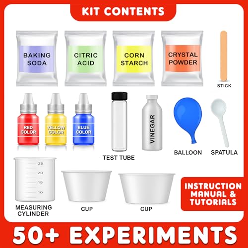 Image of Kit4Curious Science Experiment Kit | Chemistry Reactions + Physics Projects STEM Learning Educational kit | Birthday Gifts Ideas for Kids 6,7,8,9,10,11,12,13,14 Year Olds
