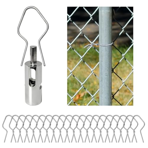 Sowhatsowoo 500 Pcs Silver T Post Clips Kits Wire Fence Clips 1 Drill Chuck Metal Galvanized Steel Tie Preformed Fencing Clip 11 Gauge Fast Installation Pre-Cut Fence Ties for T-Posts/u-Posts