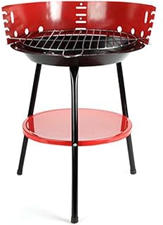 Tradineur - Barbacoa Redonda de Acero con Patas Desmontables, Parrilla con Grill Regulable por Niveles, carbón, leña, jardín, Camping, Ø 36 cm