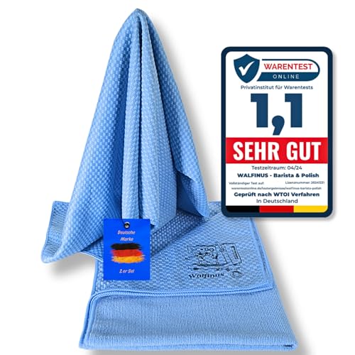 Walfinus Duo theedoeken XXL 50 x 70 cm wafeldoek + badstof zijde zachte strepen pluisvrije raamdoeken, poetsdoek, microvezeldoeken, baristadoek, theedoek