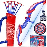 Lubolee Arc et Fleches pour Enfants avec Lumière LED, Jouet Extérieur pour Garçons de 3-12 Ans, Jeux Extérieur pour Enfants avec Arc, Carquois, 10 Flèches, Cible Suspendue et 3 Pots Cibles
