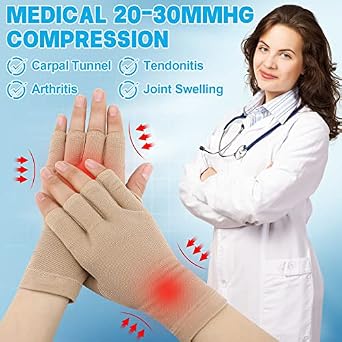 Woanger シームレスリンパ浮腫圧縮手袋 20-30mmHg 指なし圧縮手袋 2組