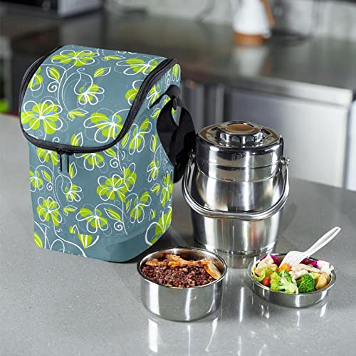 Bolsas de almacenamiento portátiles térmicas con cremallera y diseño floral 7