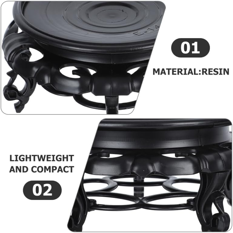 Luxshiny Resin Wooden Display Base 7.08 Inch Round Plant Stand Indoor Outdoor Potted Plant Riser for Vase Fish Tank Bonsai Statue Tabletop Ornament