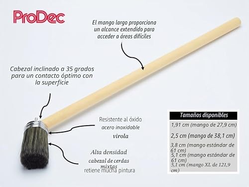 Miniatura 2 de Brocha Prodec De 1 Con Mango De Largo Alcance De 15 Para Pintar Zonas Difíciles E Incómodas Incluyendo Paredes Altas, Techos, Esquinas, Detrás De Tuberías - Apta Para Todo Tipo De Pinturas, 1 25mm