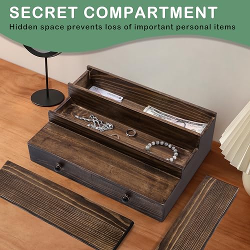 Cologne Organizer for Men, 3-Tier Cologne Stand with Drawer and Hidden Compartment, Wooden Cologne Shelf for Perfume Display Holder, Great Gifts for Men, Vintage - Image 5