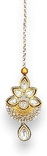 LoveNspire Kundan Work Maang Tikka Gold Plated Indian Women Forehead Jewelry Pakistani Punjabi Wedding Favor Designer Head Accessory Traditional Matha Patti Gift for Her