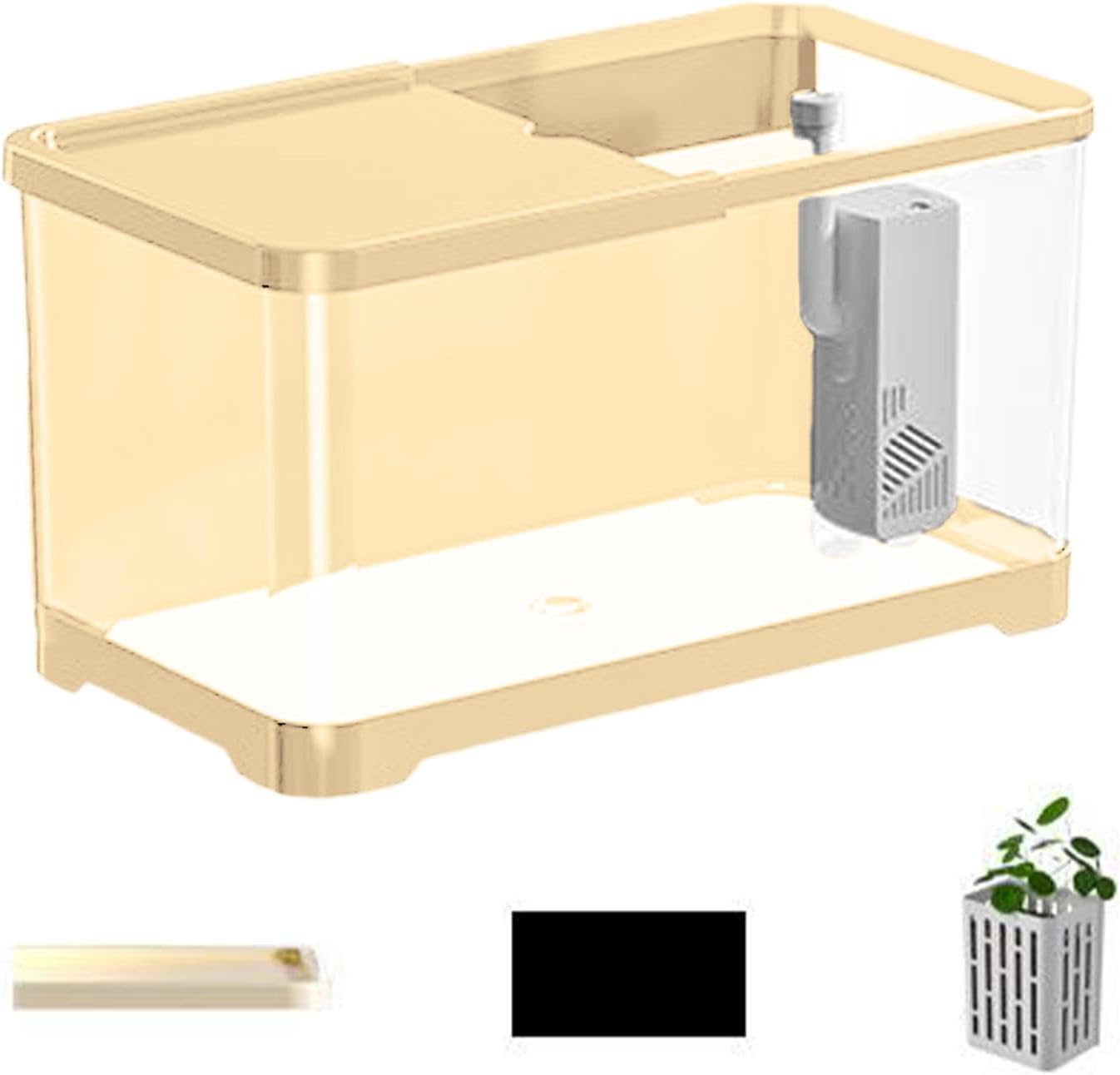 Acquario AQPET One Mini 20 Litri Nero - Vetro Con Luce LED | Completo Di Filtro E Accessori | 36x22x26 Cm - Foto 2