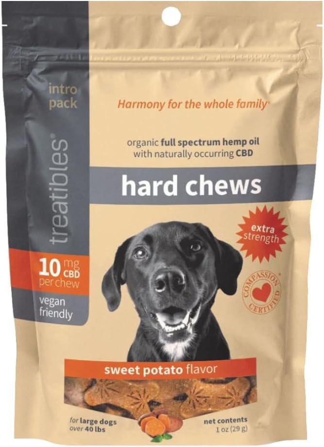 Treatibles, Extra Strength Large Sweet Potato Grain-Free Hard Chews for Large Dogs, 45 Count