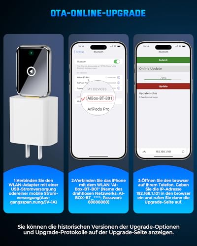 2025 Wireless Carplay Adapter für iPhone - Converts Wired to Wireless carplay Adapter, Mini Plug & Play Carplay for Cars from 2017 & for iPhone iOS 10+, USB & Type-C