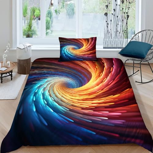 Housse de couette imprimée vortex 3D microfibre lit simple