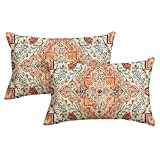 AVOIN colorlife Boho Throw Pillow Covers, 12 x 20 Inch Bohemia Ethnic Style Carpet Pattern Cushion Case for Sofa Couch Set of 2