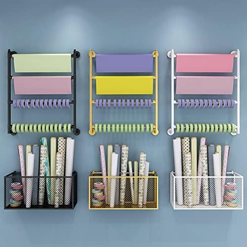 5-Layer Wall-Mounted Tie & Scarf Organizer Rack, Stylish Ribbon & Wrapping Paper Display for Home/Office, Adjustable 60/70/80cm Height, Space-Saving Storage Solution (Color: D, Size: 70x75cm)