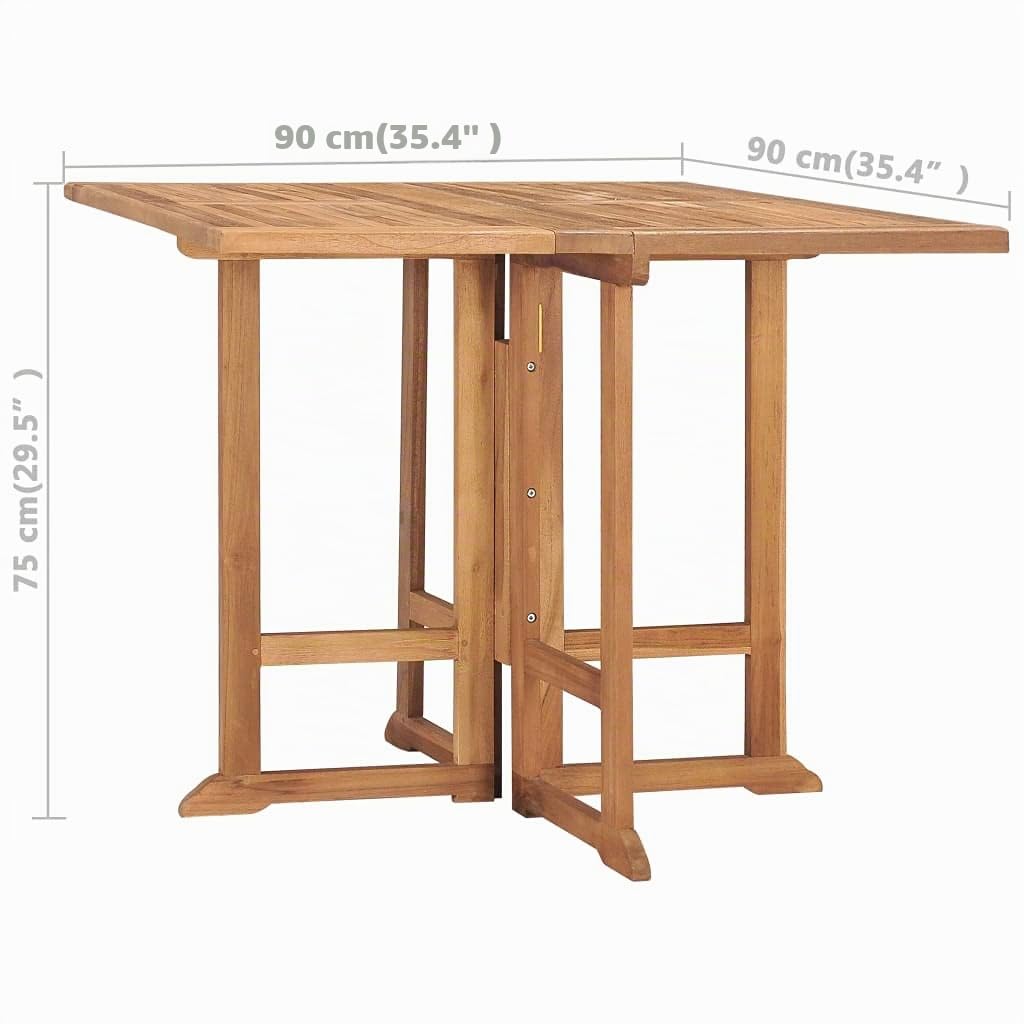 vidaXL Tavolo da Giardino Pieghevole 90x90x75 cm in Massello di Teak
