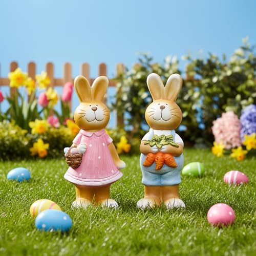 Figurines lapin de Pâques résine 8.3 pouces : statuettes étanches table et extérieur