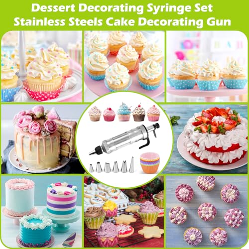 image for Suuker Dessert Decorating Syringe Set, Frosting Piping Kit Stainless S
