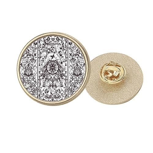 Broche en métal doré ronde : bijou géométrique baroque moderne taille M