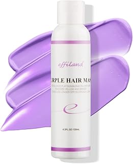 Sponsored Ad - EFFILAND Purple Hair Mask - Remove Yellow/Orange/Brassiness For Blonde, Platinum, Bleached, Silver, Gray, A...